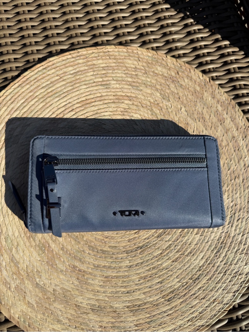 Tumi Navy Zip-Around Wallet with Front Pocket